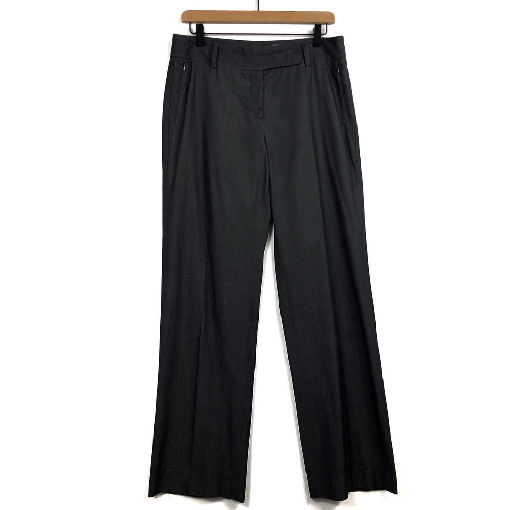 Akris Women's Gray Wide Leg Wool Trousers Size 8